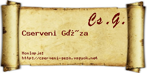 Cserveni Géza névjegykártya